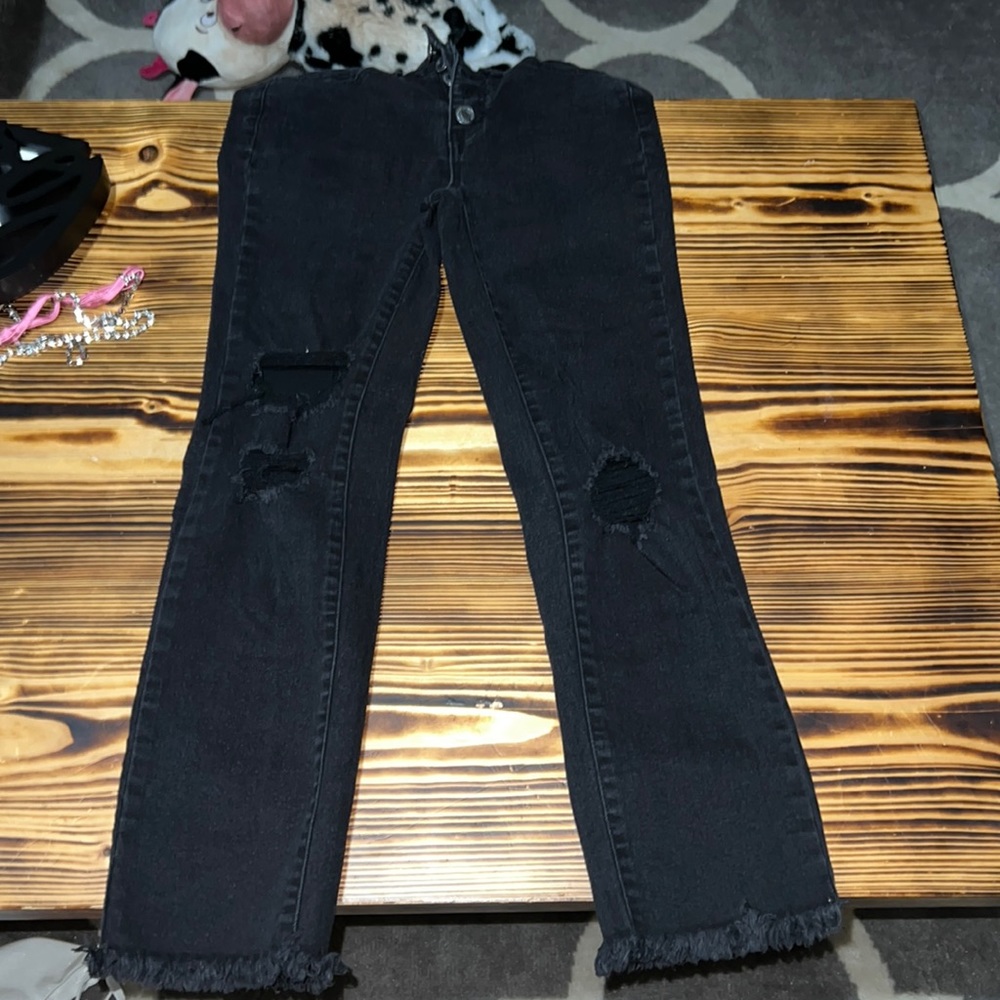 black flair ripped jeans